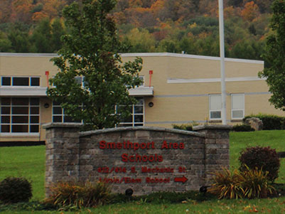 Front entry sign for Smethport Area Schools